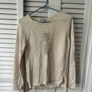 Tommy Bahama Cream Long Sleeve Top with Pineapple Design